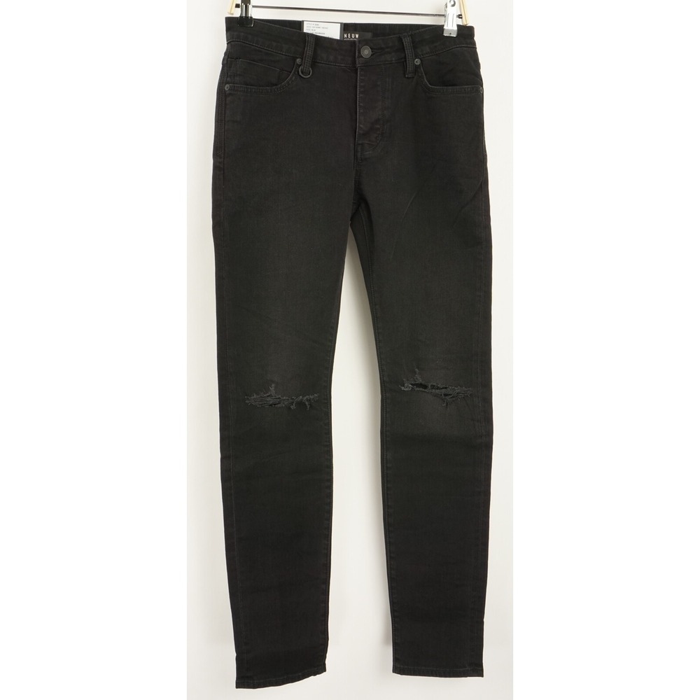 New NEUW Denim Iggy Skinny Men's Size 30 x 32 "Viscious" Black Ripped Knee Jeans